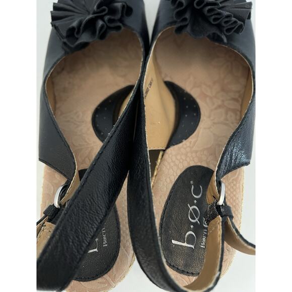 BOC Born Concepts Women’s Black Leather Slingback Wedge Sandals Weave Size 10 - Picture 6 of 14